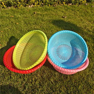 Plastic Drain <b>Basket</b> Round L Size <b>Stackable</b> For Kitchen Fruit Vegetable Washing - Product Image 4