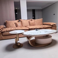 Nouvelle table basse ovale en pierre, design moderne et luxueux, pour le salon