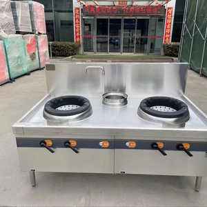 Estufa Wok de gas industrial comercial RUITAI, cocina China/cantonesa/vietnamita con 2 quemadores y 2 calentadores - Product Image 1
