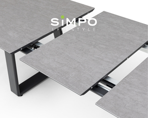 Ensemble <span class=keywords><strong>de</strong></span> mobilier d'extérieur haut <span class=keywords><strong>de</strong></span> gamme SIMPOLIFESTYLE, table extensible en pierre frittée et aluminium <span class=keywords><strong>PARIS</strong></span>, pour jardin, salle à manger, balcon - Product Image 4
