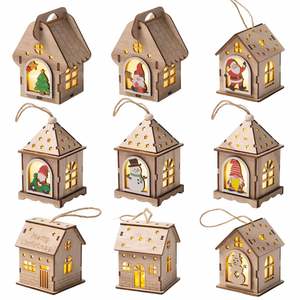 Casa de Madera Creativa con Luz LED, Decoración Festiva Luminosa para Mesa, Adorno Navideño Único para Sala de Estar, Venta al Por Mayor - Product Image 1