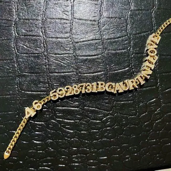 18k золото клиент DIY кубинские бриллианты буквы и цифры желтого цвета изысканный хип-хоп дизайн женский браслет