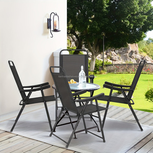 Conjunto de Comedor Plegable para Exteriores, Muebles de Jardín de Metal, Mesa y Sillas con Sombrilla de Playa - Product Image 6