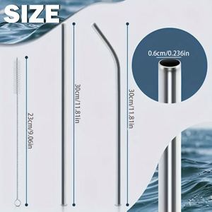 Pailles réutilisables en gros et kits de brosses de nettoyage pour bar à domicile et fêtes – Pailles en acier inoxydable 304 - Product Image 2
