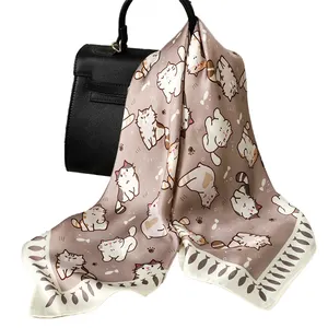 Lenços foulard para meninas com estampa de leopardo palestino, lenço de cabelo em rayon de seda para mulheres, lenço de primavera