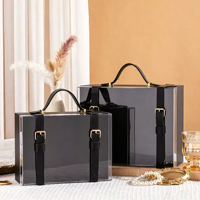Scatola Regalo Trasparente Portatile con Doppio Manico, Rivestimento in Spugna, Stampa UV Riciclata per Matrimoni, Bambini, Affari