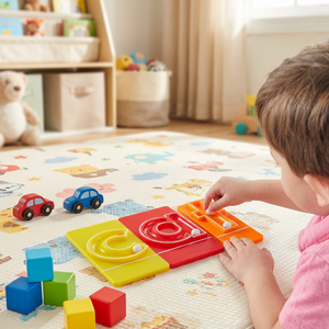 Juego de 24 Letras de Mármol con Bandeja, 10 Bolas de Mármol de Plástico, para Preescolar/Jardín de Niños, Aula, Motricidad Fina, Escritura - Product Image 1