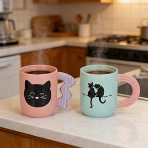 Tazza da <span class=keywords><strong>Caffè</strong></span> in Ceramica Personalizzata con Design Unico del Manico a Forma di Gatto, Tazza per Latte in Porcellana Personalizzabile - Product Image 4