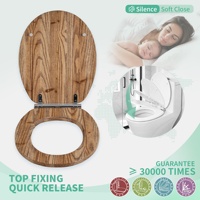 Couvre-siège de toilette en bois massif de sapin chinois aromatique de 18 pouces, fixation supérieure en alliage de zinc, dégagement rapide, fermeture douce avec grain de bois naturel