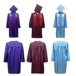 Vestido de solteiro para estudantes, chapéu de solteiro com fitas roxas, vestido de formatura para estudantes de 2024, pode ser personalizado em várias cores