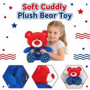 Oso de Peluche Patriótico de Estados Unidos, Rojo, Azul, con Estrellas y Rayas, Juguete de Peluche para Niños, Regalo de Cumpleaños, de 2 a 4 Años, Unisex - Product Image 5