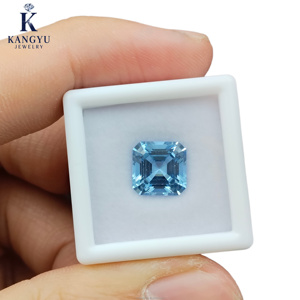 Acquamarina Sintetica Taglio Asscher Sciolta di Alta Qualità Certificata da Terze Parti, Varie Misure, per Creazione Gioielli con Effetto Color Play - Product Image 2