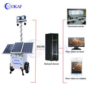 Tour d'éclairage mobile OKAF avec caméra CCTV sur remorque et mât télescopique LED - Product Image 2