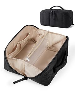Organizador de Cosméticos Ecológico, Resistente al Agua, Acolchado, con Cierre, Bolsa de Maquillaje Portátil de Viaje para Mujer, Gran Capacidad - Product Image 1