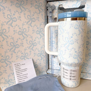 กระติกน้ำสุญญากาศสแตนเลสลายดอกไม้ ขนาด 20 ออนซ์ 40 ออนซ์ ขายดี พร้อมกล่องของขวัญ เหมาะสำหรับเป็นของขวัญ - Product Image 4