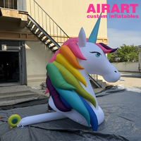 Ballon gonflable licorne pour fête à thème, statue de licorne personnalisée en couleur pour exposition en plein air dans un parc