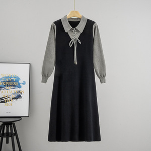 Korean Style <b>Long</b> Sleeve Midi <b>Dress</b> Solid Color Lapel Neckline Bamboo Fiber Casual <b>Dress</b> Women Autumn <b>Winter</b> - Product Image 4
