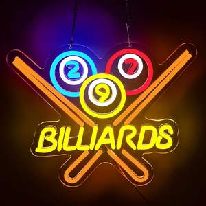 Enseigne néon LED de billard pour décoration murale, enseigne LED lumineuse pour bar, club de snooker, ou cave à homme - Product Image 1