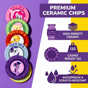 Jetons de poker en céramique 43 mm 12 g avec logo personnalisé, nominés/secs, durables, non toxiques, écologiques, pour jeux de casino, avec étui de rangement - Product Image 2