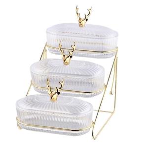 Piatto di frutta in vetro multistrato per feste ristorante frutta secca Snack vassoio per servire casa da salotto fioca per il tè del pomeriggio - Product Image 1