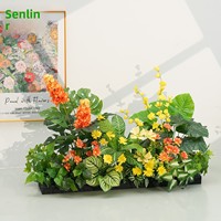 Boîte à fleurs d'extérieur haut de gamme style pastoral avec fleurs et plantes artificielles réalistes (Chrysanthèmes et autres)