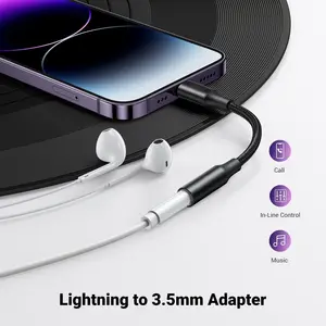 Adaptador de auriculares para iPhone Lightning a 3,5mm Adaptador Apple Lightning Aux Audio Jack Dongle