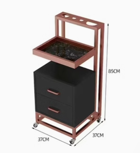 Carro de salón de belleza multifuncional portátil móvil Carro <span class=keywords><strong>auxiliar</strong></span> de salón <span class=keywords><strong>con</strong></span> dos <span class=keywords><strong>cajones</strong></span> - Product Image 2