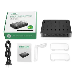 Ilpo105w chargeur Multi Usb 6 ports pour téléphones mobiles, Station de Charge rapide 3.0 de bureau