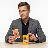 Cartes de tarot éducatives et de divertissement personnalisées avec estampage à chaud doré |   Boîte à fond plat en carton noir avec couvercle