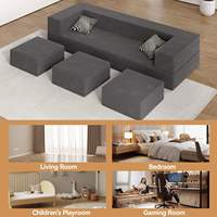 Canapé-lit sectionnel moderne pliable et compressible, idéal pour appartement, usage polyvalent, entièrement rembourré en mousse, avec revêtement en tissu, lit tatami pour hôtel