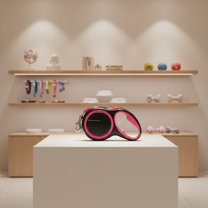 Laisse de chien rétractable de 5 mètres, rose et noire, classique, simple, élégante, de luxe, à dégagement rapide, design durable, accessoire personnalisé - Product Image 1