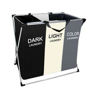 Water Proof Three Grid Laundry Organizer Bag Dirty Laundry Hamper Collapsible Home Laundry Basket Storage Clothes Basket