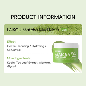 Masque de boue à l'extrait de matcha LAIKOU pour femmes, soin de la peau en marque privée pour le visage et le nez, produit de beauté pour la réparation de la peau et l'élimination de l'acné - Product Image 3