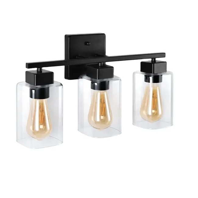 Boyid Moderne Wandlamp 3 Licht Badkamer Vanity Armatuur Verlichting Met Helder Glas In Mat Zwart Afgewerkte