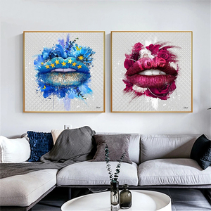 <span class=keywords><strong>Art</strong></span> mural graffiti de rue, impressions en porcelaine cristalline, affiche <span class=keywords><strong>Pop</strong></span> <span class=keywords><strong>Art</strong></span> Lèvres, peinture en résine, tableaux muraux, décoration intérieure - Product Image 2