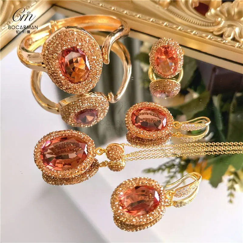 Factory direct sales Turkey color changing gemstone Sultanite jewelry fashion all-in-one jewelry four-piece set