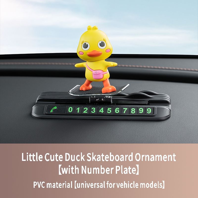 Little cute duck skateboard ornaments-with number plate