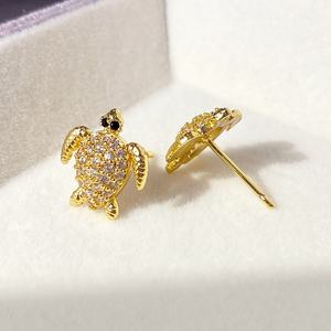 Bijoux minimalistes pour femmes, boucles d'oreilles en or plaqué, tortue, éléphant, étoile, perle, pour cadeau - Product Image 5