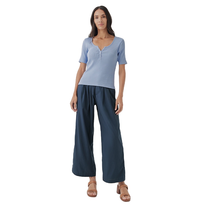 Custom Women Y2K Square Neck Ribbed Knitted Henley Shirt Button V Neck Slim Fit Long Sleeve Bamboo Crop Tops Streetwear Clubwear