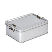 Boîte à lunch personnalisable pour emballage alimentaire en métal avec couvercle verrouillable Boîte d'emballage alimentaire pour pâtisserie à boucle rectangulaire