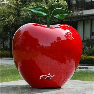 Grandes espacios al aire libre Estatuas gigantes de fibra de vidrio Escultura de manzanas verdes - Product Image 2