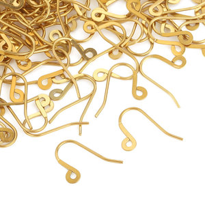 <b>Earring</b> <b>Hooks</b> with Loop | 18K PVD Gold Plated Stainless Steel French Ear Wires for DIY Dangle Jewelry Making Findings - Product Image 1