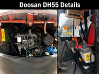 Mini-excavatrice sur chenilles hydraulique d'occasion Doosan DH55 à bas prix, d'origine Corée, 5 tonnes, mini-excavatrice d'occasion Doosan DH55