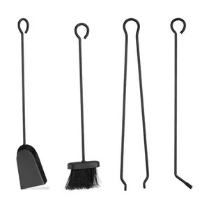Modern Metal Sustainable Indoor Firewood <strong>Tools</strong> <strong>Set</strong> with Brush Shovel Tong Poker and Antique Stand - Product Image 5
