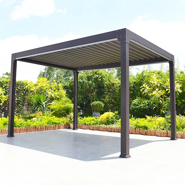 Diseño moderno Marco de aluminio Terraza Impermeable Metal Jardín Pérgola decorativa