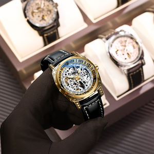 นาฬิกาข้อมือจักรกลสไตล์เรโทร โครงกระดูก ดีไซน์สปอร์ต ธุรกิจ กันน้ำ เรืองแสง สายหนัง 22 มม. แฟชั่นผู้ชาย นาฬิกาอัตโนมัติ - Product Image 6