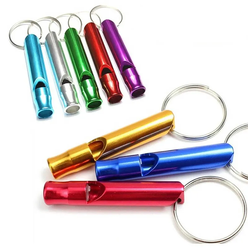 Outdoor Survival Emergency Mini Size Whistles Team Gifts Metal Multifunction Colorful Whistle Pendant Keychain Keyring