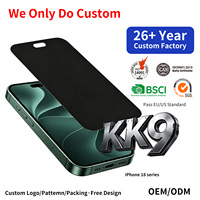 Protection d'écran en verre trempé sans bordure super résistant KK9 pour iPhone 17 18, bords incurvés 2.5D, anti-rayures, anti-traces de doigts