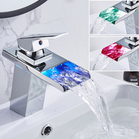 LED Cascade Salle De Bain Robinet de Lavabo En Laiton Massif Lavabo Lavabo Vanité Robinet