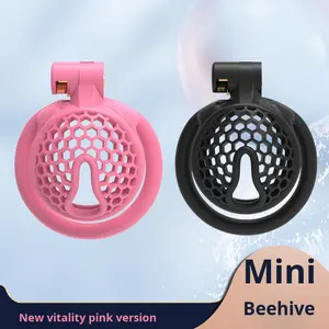 Jaula de Castidad Masculina de Panal, Candado de Castidad Erótico, Dispositivo Transpirable de Nailon y Resina Rosa y Negro, Juguetes Sexuales, Ejercicios de Kegel Cobra - Product Image 1